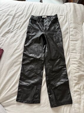 Abercrombie Black Faux Leather Wide Leg Pants